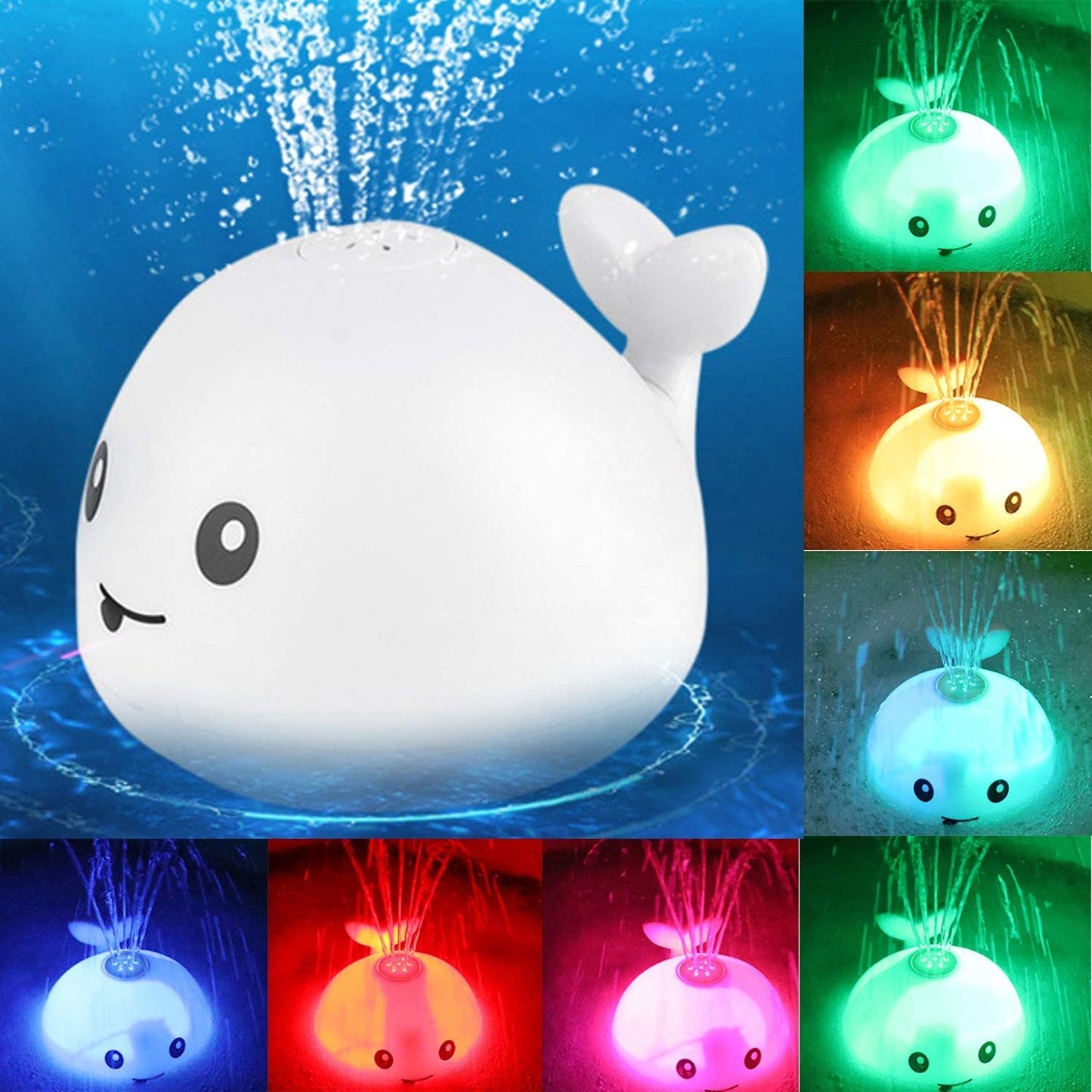 Beautiful Baby Cartoon Whale LED Bath Toy