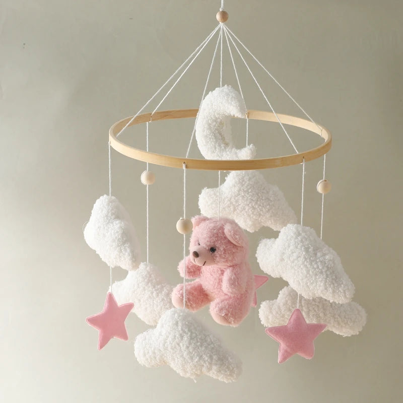 Baby Crib Mobile Rattle Toy – Pink Teddy Bear