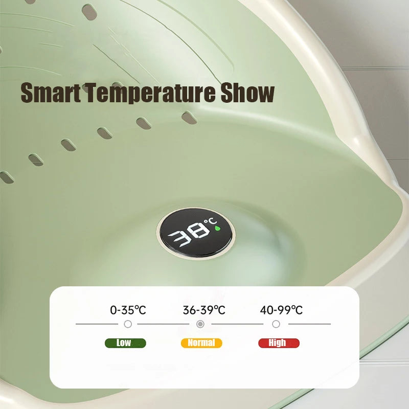 Foldable Baby Bath Support with Thermometer | Non-Slip Newborn Bathtub with Bracket