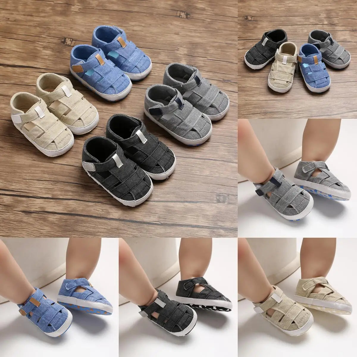 Breathable Canvas Baby Sandals – Soft Sole First Walker Shoes (Summer)