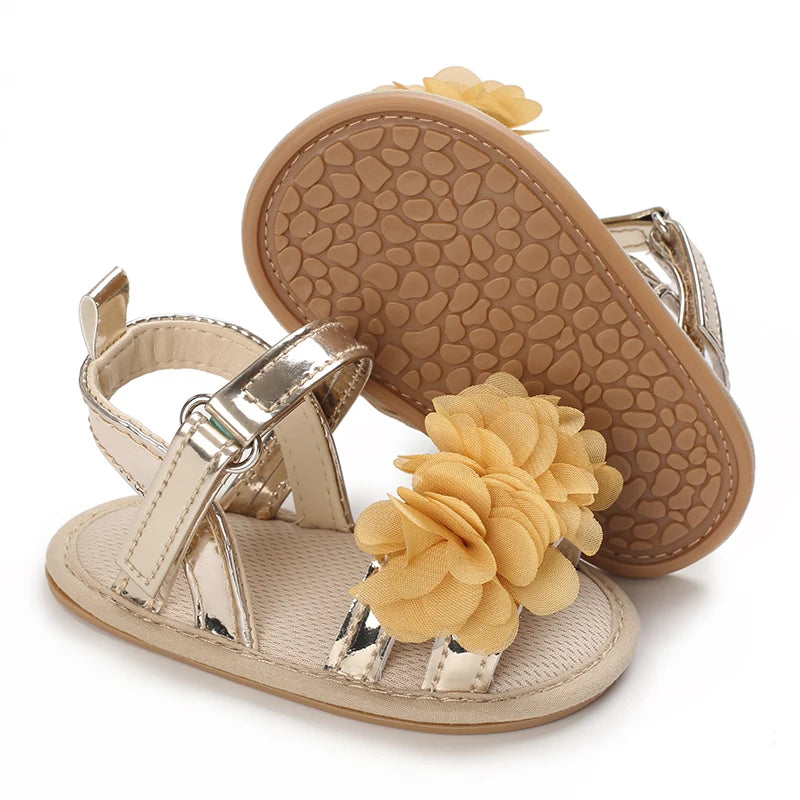 Soft Sole Baby Flower Sandals – Non-Slip Walking Shoes for Girls (0–18 Months)