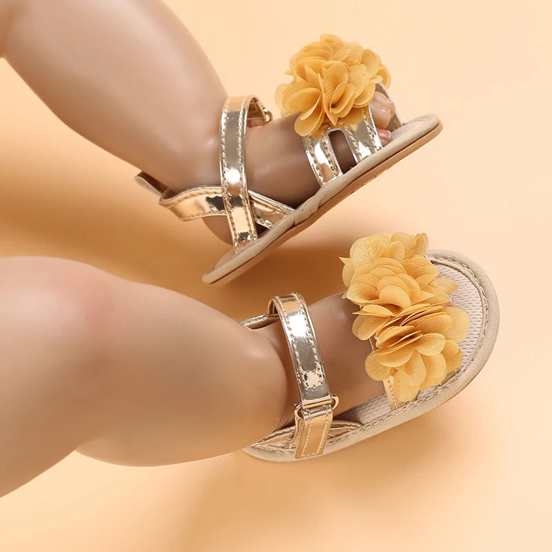 Soft Sole Baby Flower Sandals – Non-Slip Walking Shoes for Girls (0–18 Months)
