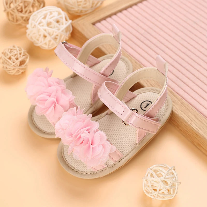 Soft Sole Baby Flower Sandals – Non-Slip Walking Shoes for Girls (0–18 Months)