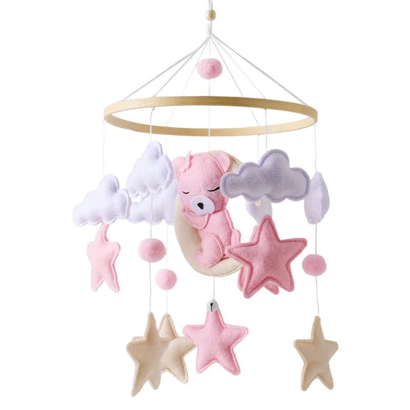 Baby Crib Mobile Rattle Toy – Pink Teddy Bear