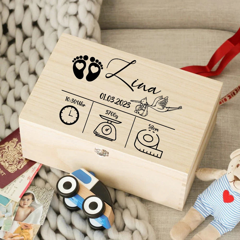 Personalized Baby Wooden Memory Keepsake Box