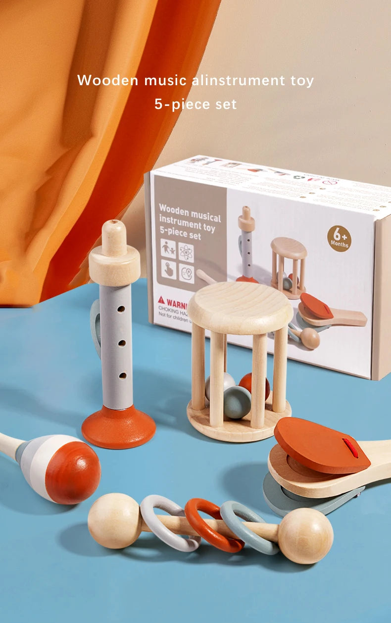 Wooden Baby Handheld Bell Toy – Soothing & Educational Gift