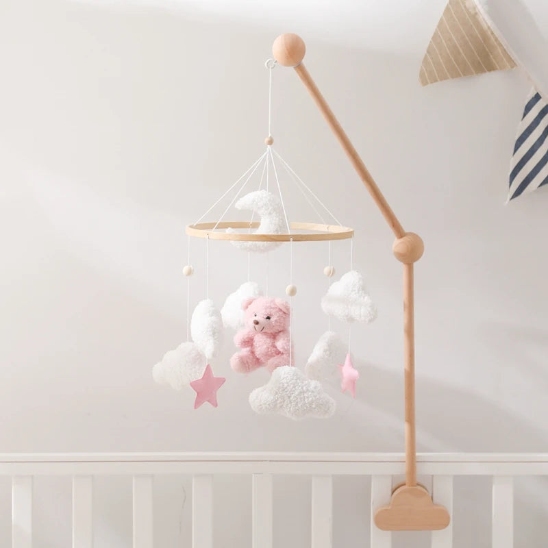 Baby Crib Mobile Rattle Toy – Pink Teddy Bear