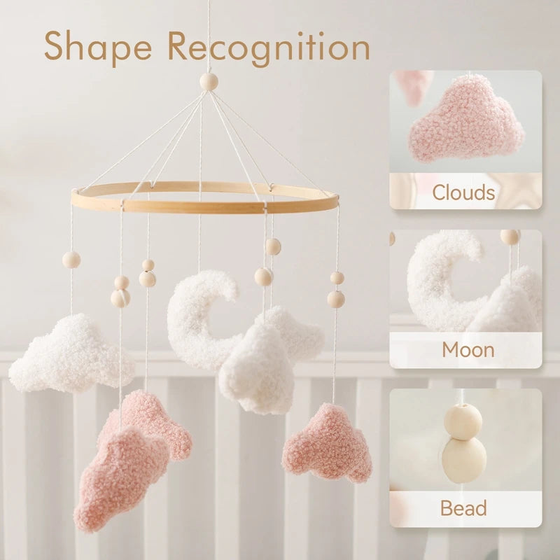 Baby Crib Mobile Rattle Toy – Pink Teddy Bear