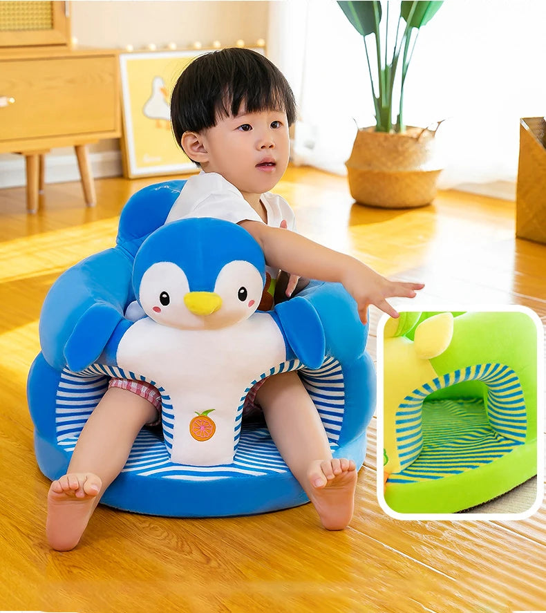 Plush Baby Sofa Seat Cover | Soft Learning-to-Sit & Feeding Chair for Toddlers (No Filler)