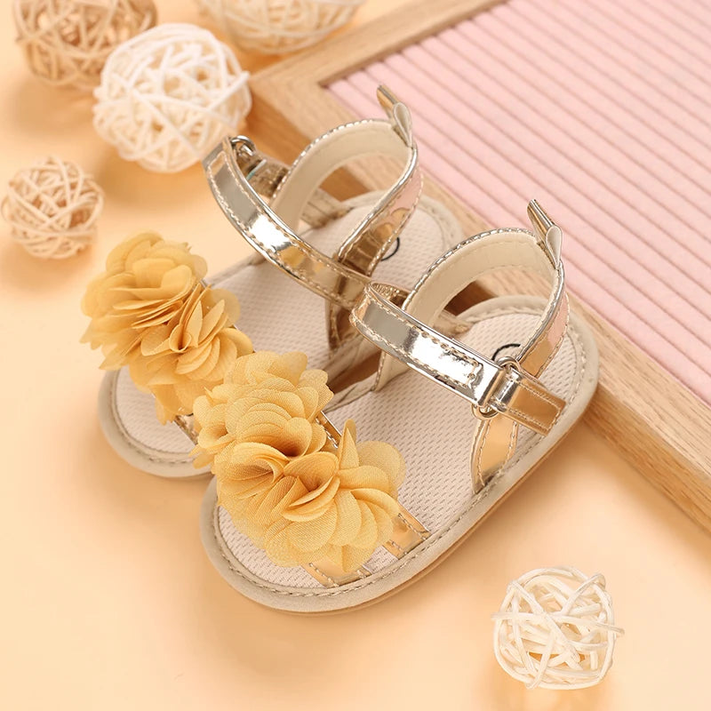 Soft Sole Baby Flower Sandals – Non-Slip Walking Shoes for Girls (0–18 Months)