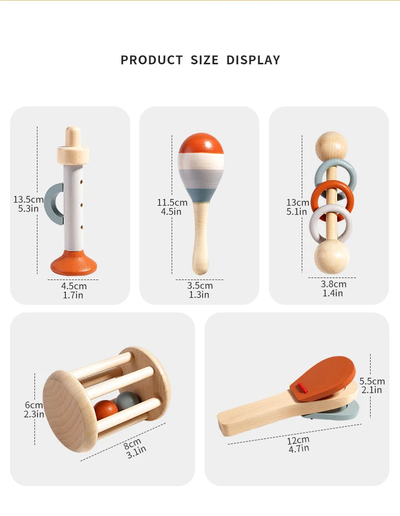 Wooden Baby Handheld Bell Toy – Soothing & Educational Gift