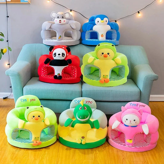 Plush Baby Sofa Seat Cover | Soft Learning-to-Sit & Feeding Chair for Toddlers (No Filler)