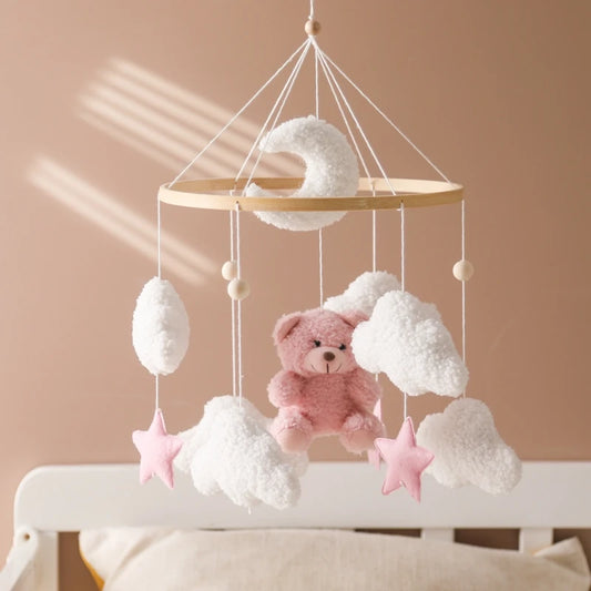 Baby Crib Mobile Rattle Toy – Pink Teddy Bear