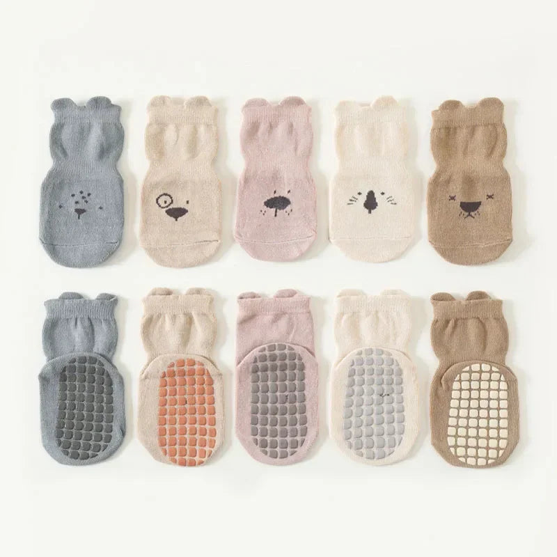 Baby Non-Slip Animal Pattern Socks (3/5 Pairs)