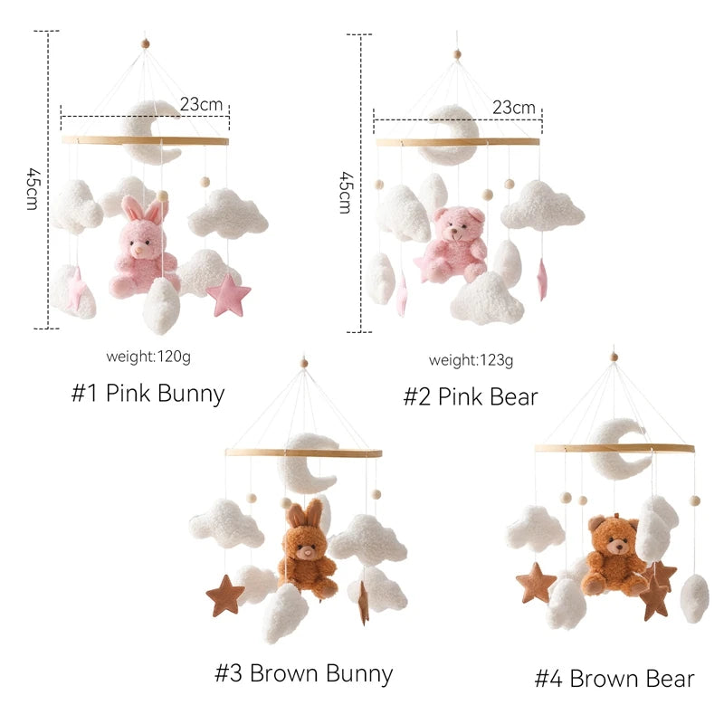 Baby Crib Mobile Rattle Toy – Pink Teddy Bear