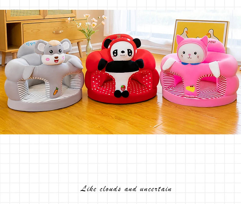 Plush Baby Sofa Seat Cover | Soft Learning-to-Sit & Feeding Chair for Toddlers (No Filler)