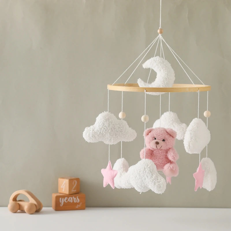 Baby Crib Mobile Rattle Toy – Pink Teddy Bear