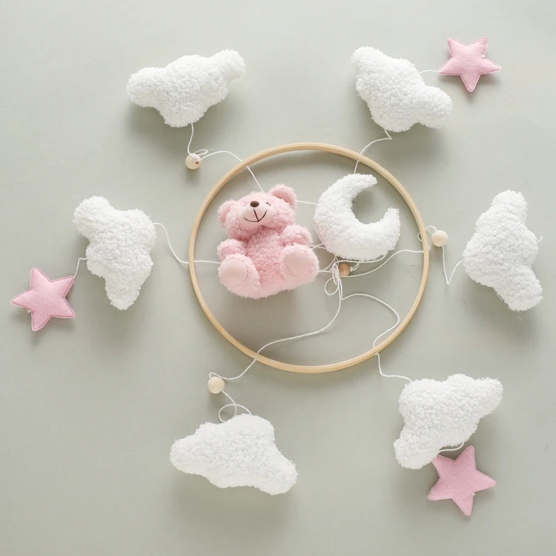 Baby Crib Mobile Rattle Toy – Pink Teddy Bear