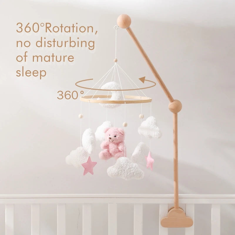 Baby Crib Mobile Rattle Toy – Pink Teddy Bear