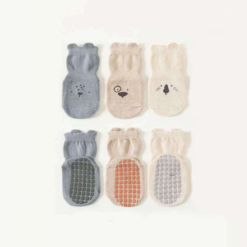 Baby Non-Slip Animal Pattern Socks (3/5 Pairs)