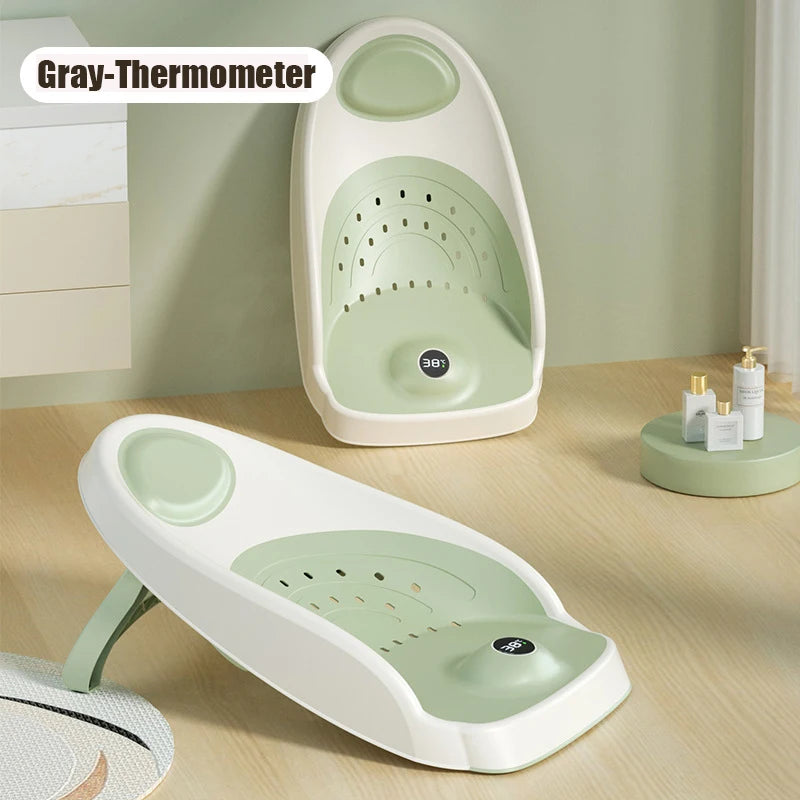 Foldable Baby Bath Support with Thermometer | Non-Slip Newborn Bathtub with Bracket