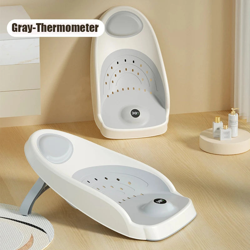 Foldable Baby Bath Support with Thermometer | Non-Slip Newborn Bathtub with Bracket