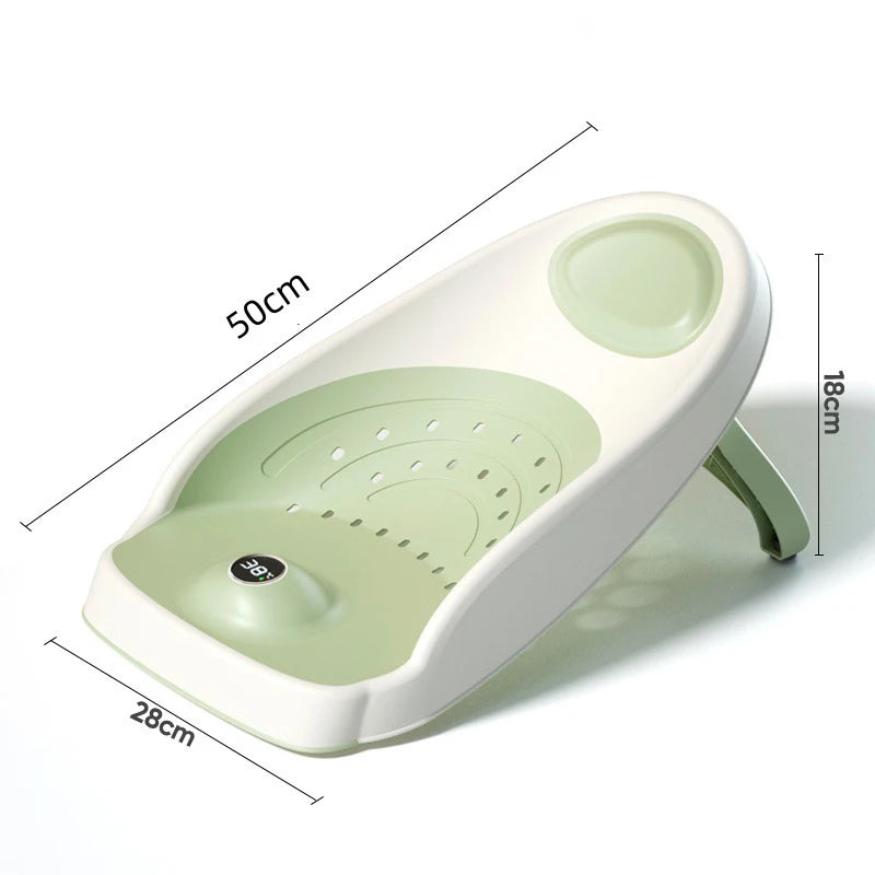 Foldable Baby Bath Support with Thermometer | Non-Slip Newborn Bathtub with Bracket