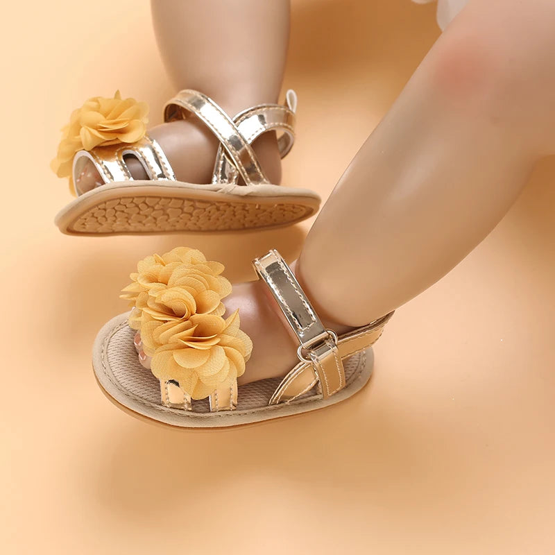 Soft Sole Baby Flower Sandals – Non-Slip Walking Shoes for Girls (0–18 Months)