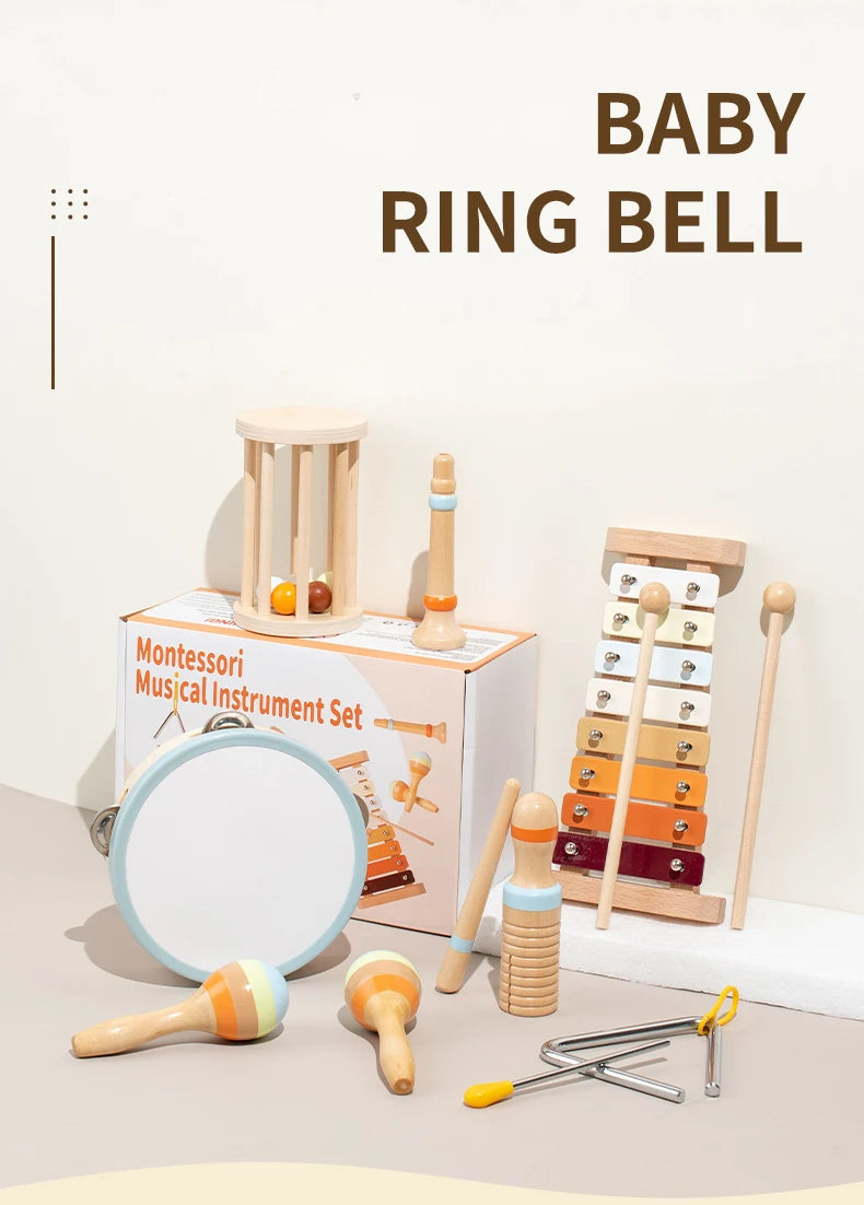 Wooden Baby Handheld Bell Toy – Soothing & Educational Gift