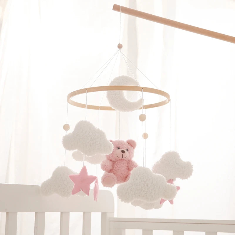 Baby Crib Mobile Rattle Toy – Pink Teddy Bear