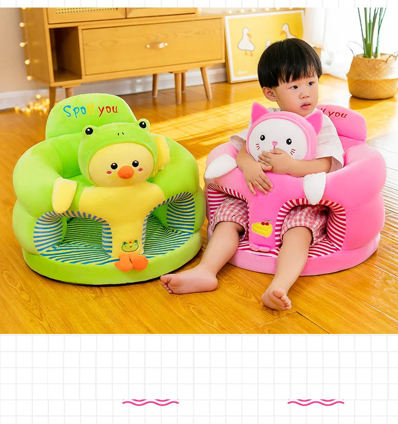 Plush Baby Sofa Seat Cover | Soft Learning-to-Sit & Feeding Chair for Toddlers (No Filler)