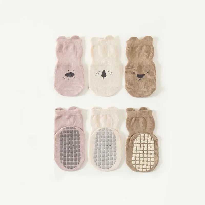 Baby Non-Slip Animal Pattern Socks (3/5 Pairs)