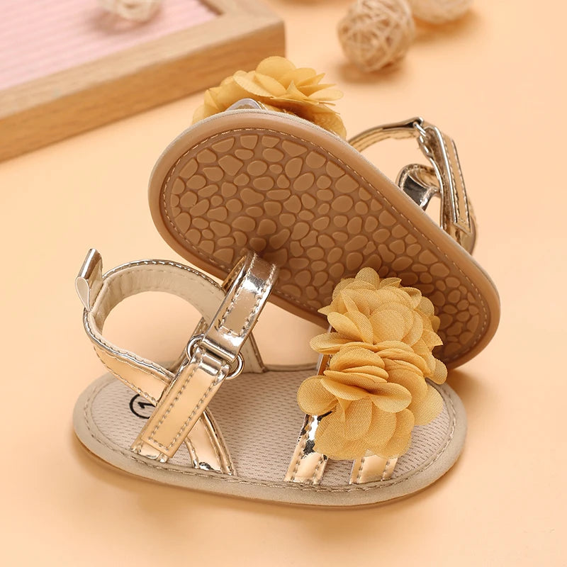 Soft Sole Baby Flower Sandals – Non-Slip Walking Shoes for Girls (0–18 Months)