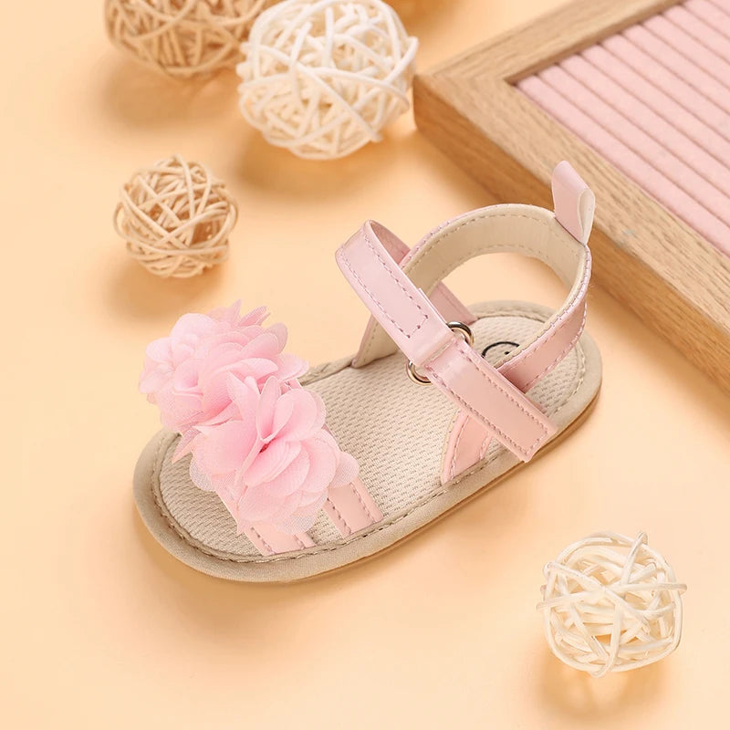Soft Sole Baby Flower Sandals – Non-Slip Walking Shoes for Girls (0–18 Months)