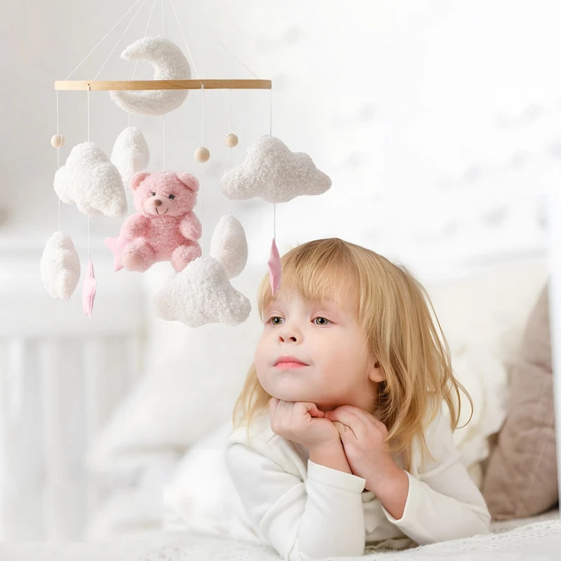 Baby Crib Mobile Rattle Toy – Pink Teddy Bear