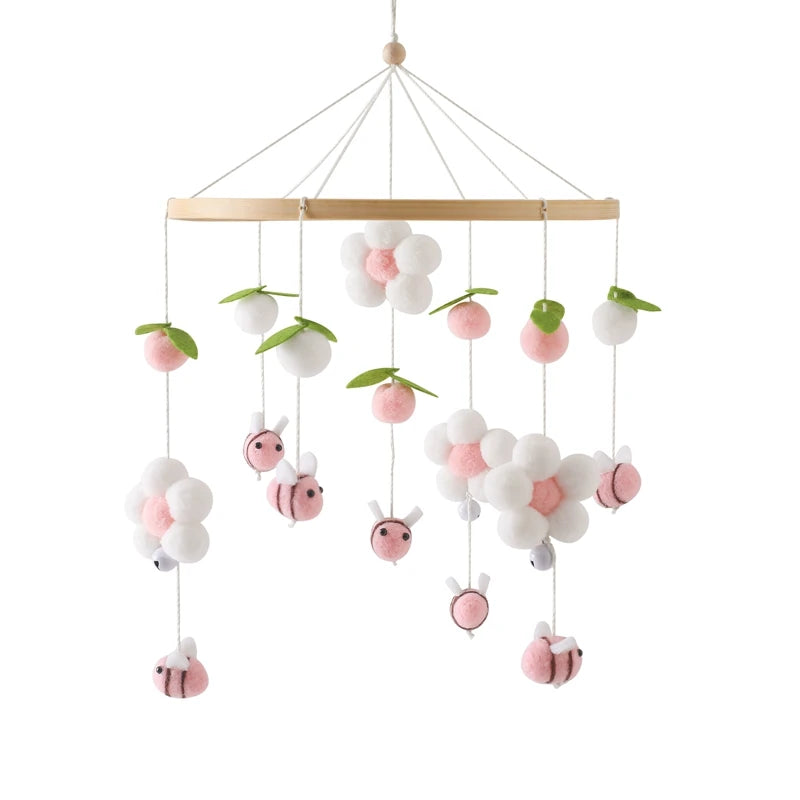 Baby Crib Mobile Rattle Toy – Pink Teddy Bear