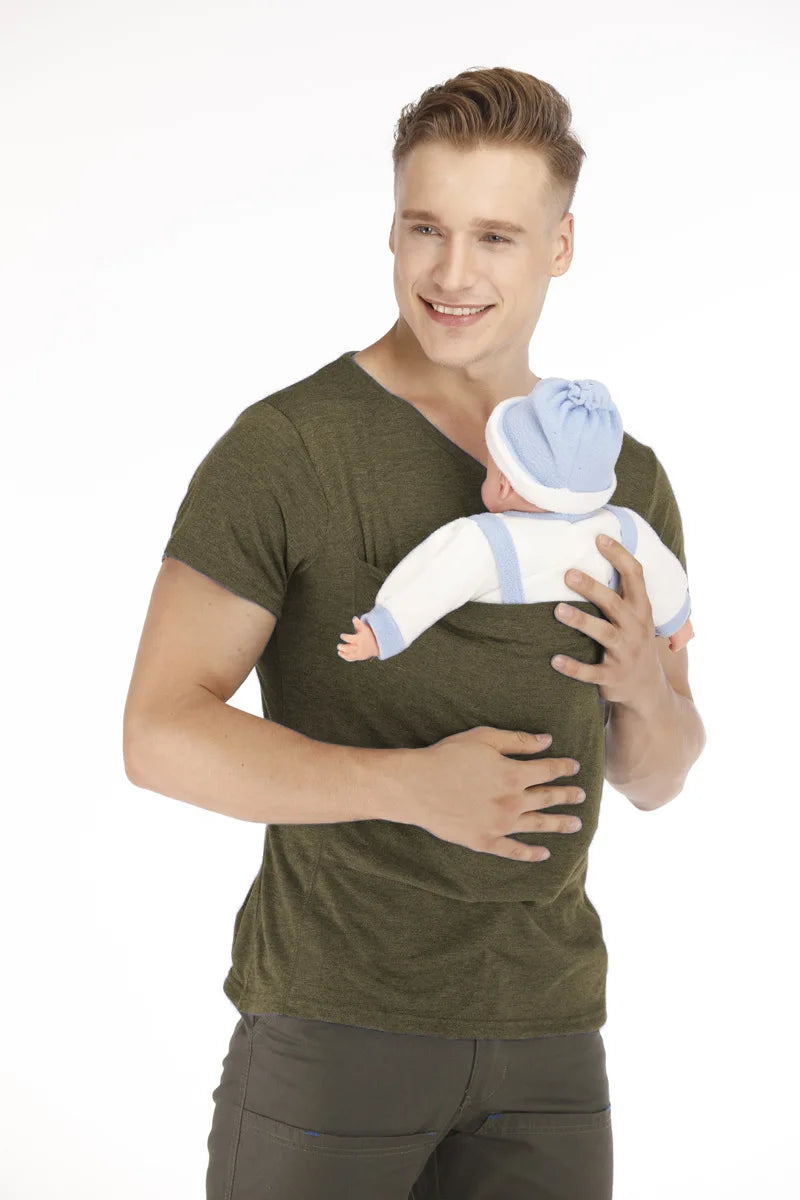 Unique Baby Carrier Shirt | Dad Kangaroo Pocket T-Shirt