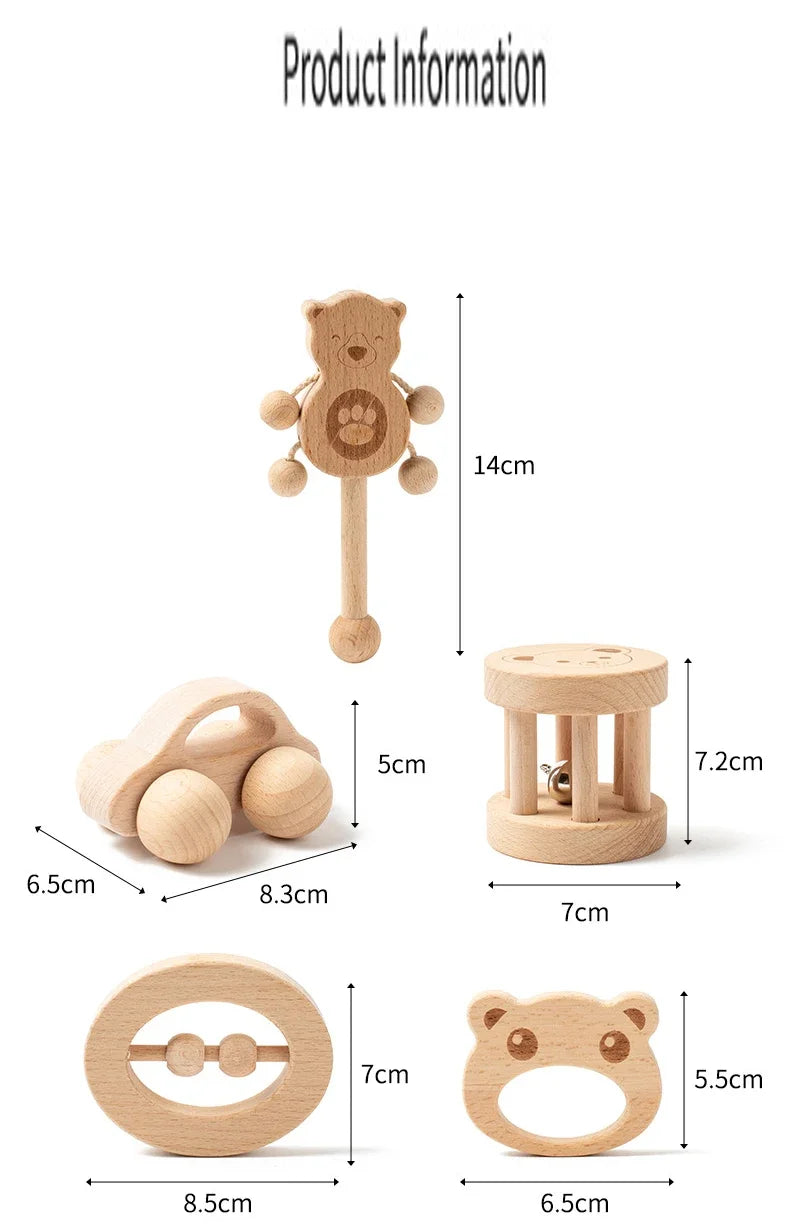 Wooden Baby Handheld Bell Toy – Soothing & Educational Gift