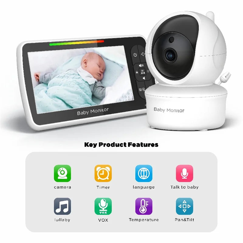 Babystar 5″ Video Baby Monitor with PTZ Camera & Two-Way Audio