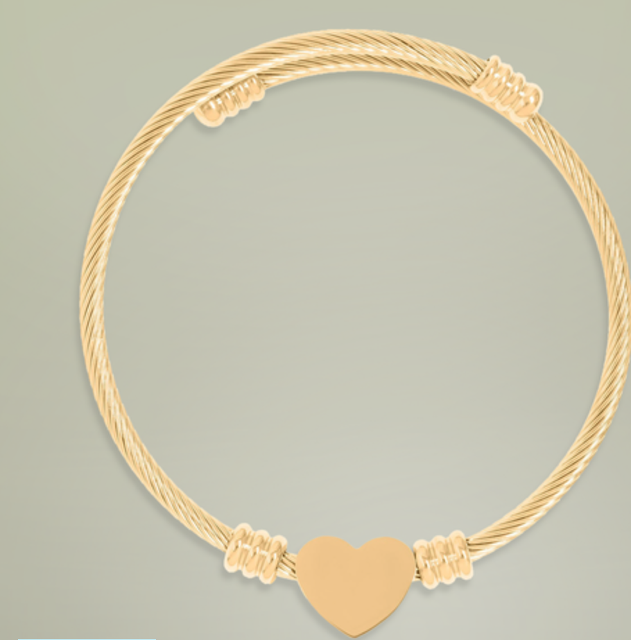 Heart Cuff Bracelet (Engraving)