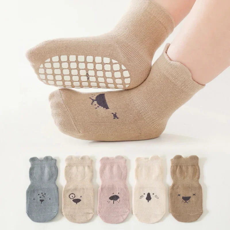 Baby Non-Slip Animal Pattern Socks (3/5 Pairs)
