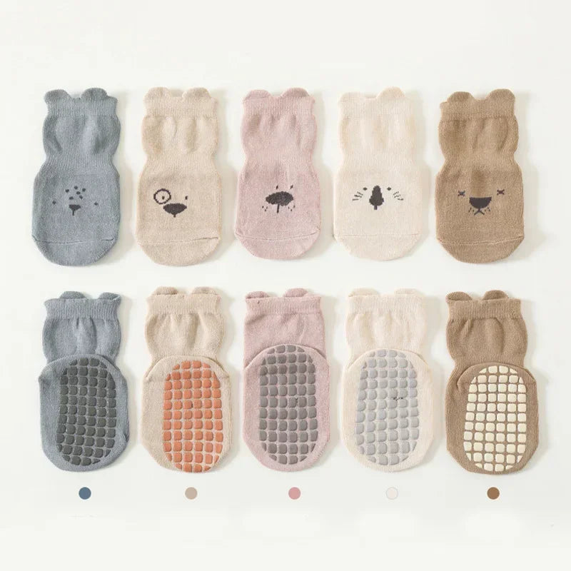 Baby Non-Slip Animal Pattern Socks (3/5 Pairs)