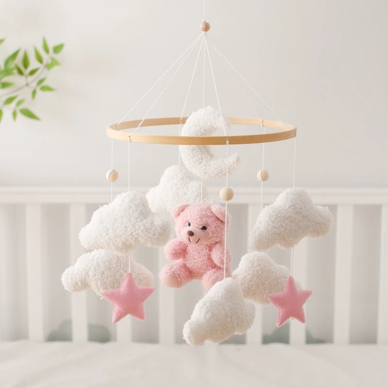 Baby Crib Mobile Rattle Toy – Pink Teddy Bear