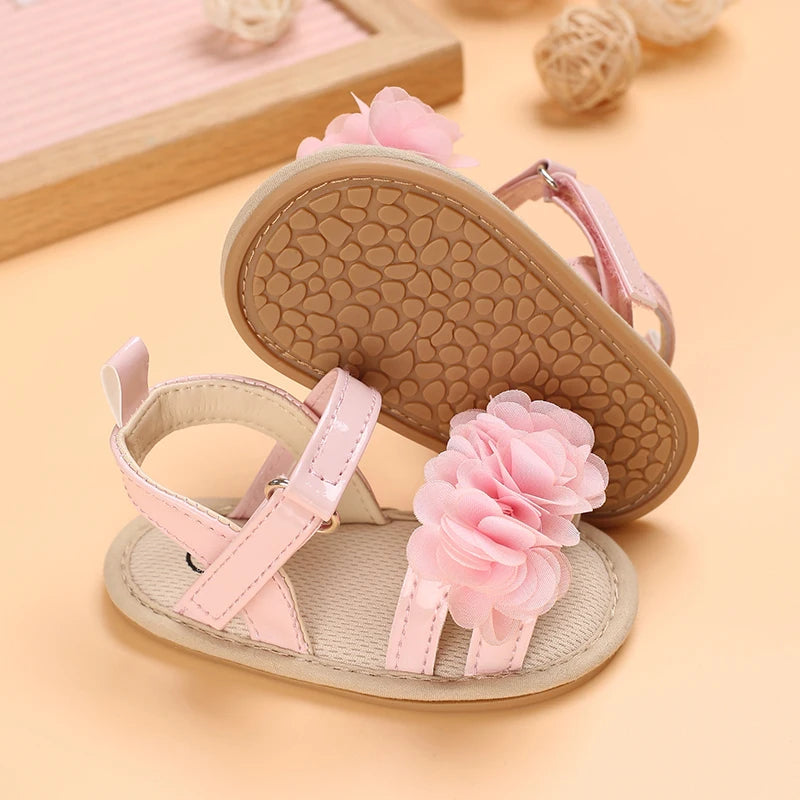 Soft Sole Baby Flower Sandals – Non-Slip Walking Shoes for Girls (0–18 Months)
