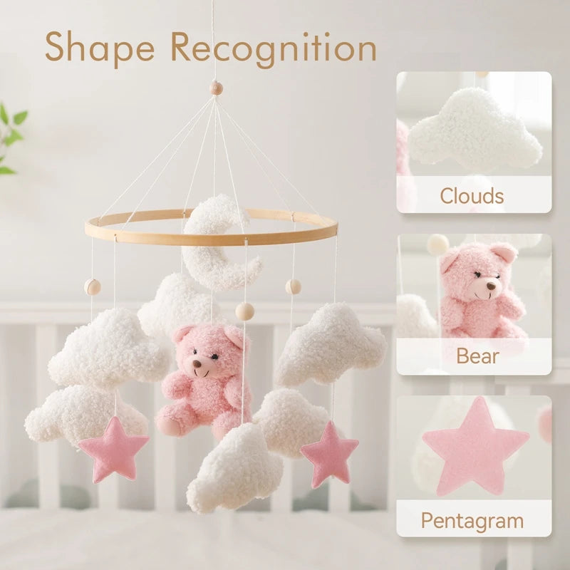 Baby Crib Mobile Rattle Toy – Pink Teddy Bear