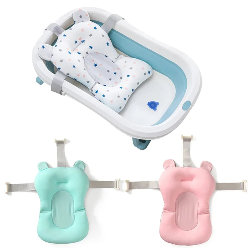 Foldable Baby Bath Support Cushion | Non-Slip Newborn Safety Bath Pillow Seat